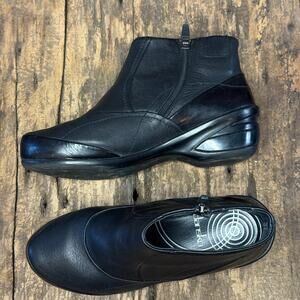 Dansko Andorra Women’s Black Leather Ankle Boots Zip Wedge Comfort EU 38 US 7.5